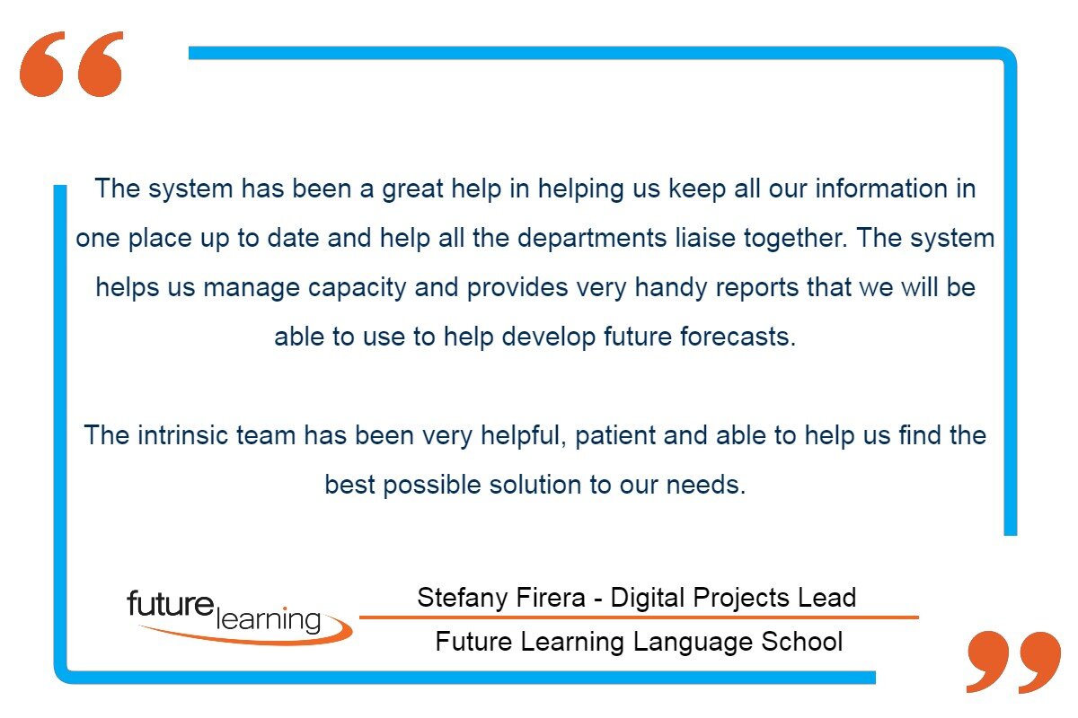 Testimonial quote from Stefany Firera, Future Learning Language School