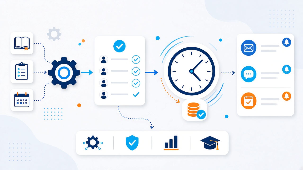 Illustration of learning automation with workflows, reminders and time-saving tools